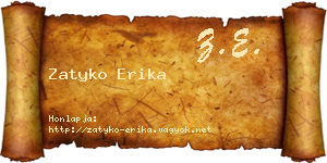 Zatyko Erika névjegykártya